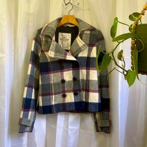 Hollister Plaid Pea Coat